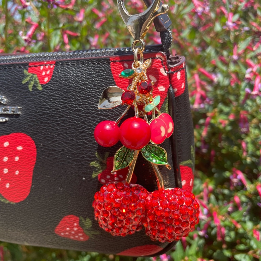 🍒New Red Cherry Charm for Purse/ Bag/ Wallet/ Keychain